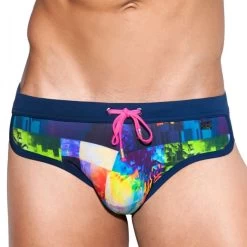 ES Collection Theo Glitch Swim Brief 1821 Navy