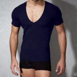 Doreanse Deep V Neck Tee 2820 Navy