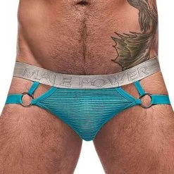 Male Power Mesh Rib Ring Jock 398-252 Seafoam