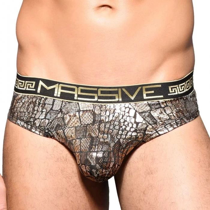 Andrew Christian MASSIVE Python Frame Thong 91663 Black/Gold