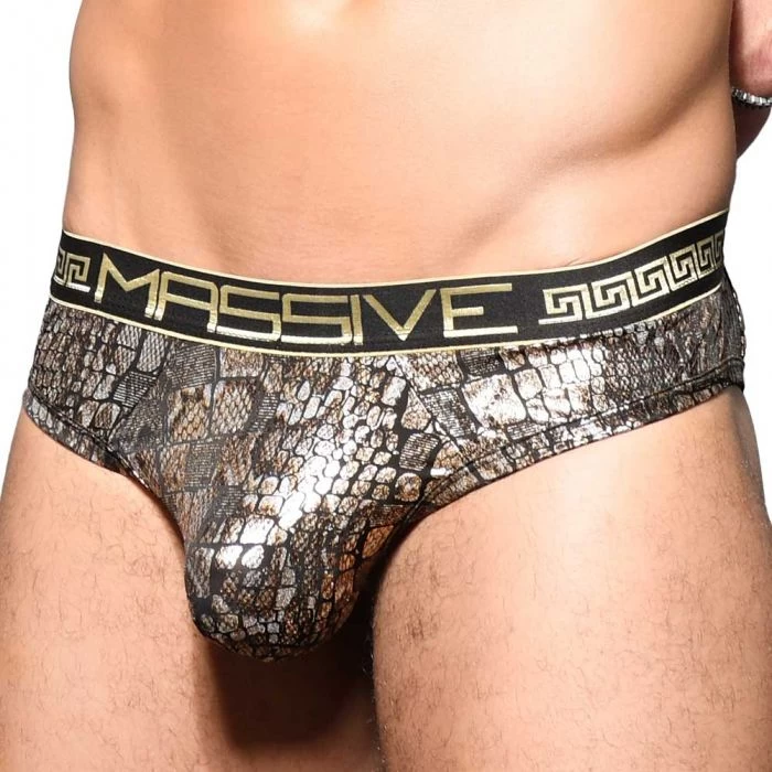 Andrew Christian MASSIVE Python Frame Thong 91663 Black/Gold - Image 2