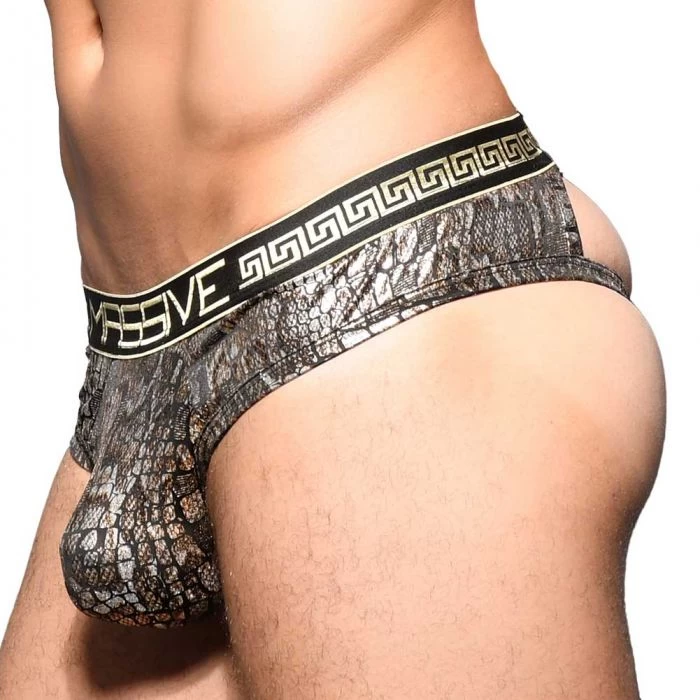 Andrew Christian MASSIVE Python Frame Thong 91663 Black/Gold - Image 3