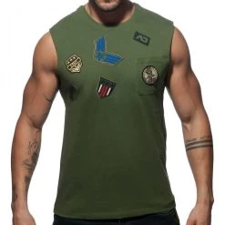 Addicted Patches Tank Top AD750 Kaki