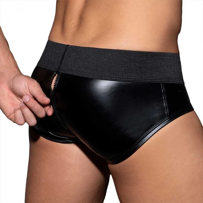 Addicted Front And Back Zip Rub Brief ADF136 Black - Image 4