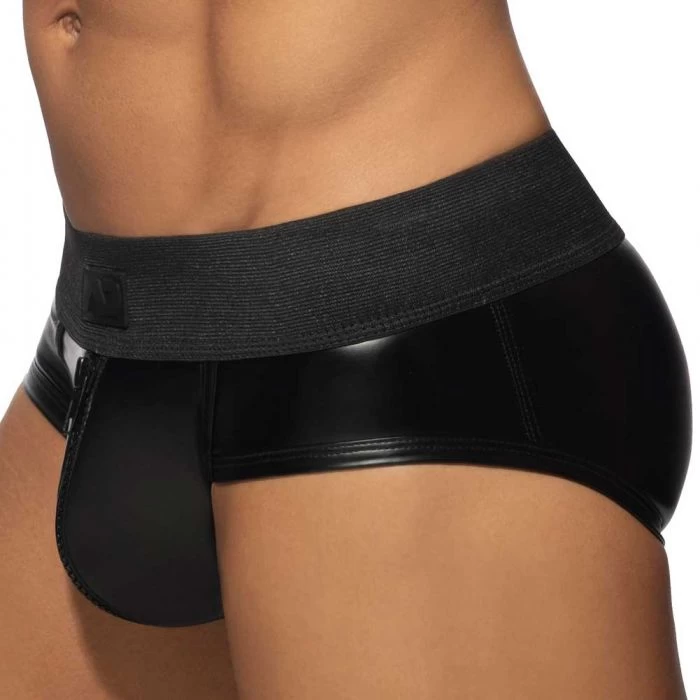 Addicted Front And Back Zip Rub Brief ADF136 Black - Image 3