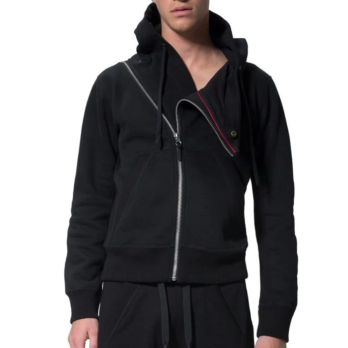 LEVEL Sam Asymmetrical Cropped Yoga Hoodie L1818 Black - Image 4