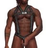 Male Power Elastic Studded Harness With Ring PAK-892 Black