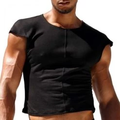 Rufskin Hube Cap Sleeve Cropped T-Shirt Black